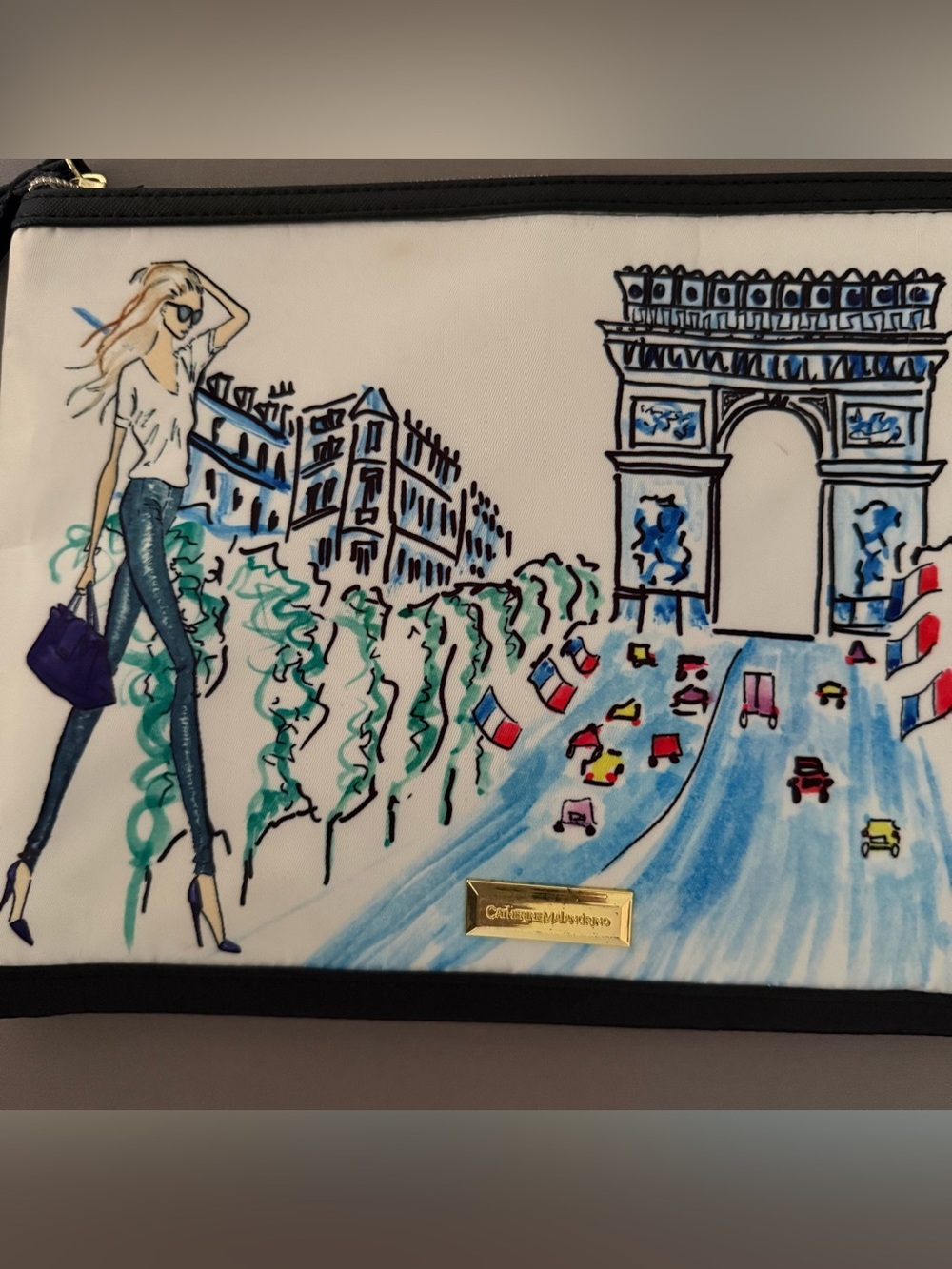 Catherine Malandrino Paris Girl/Arc de Triomphe Wristlet- iPad Air Bag